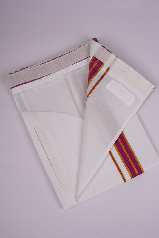 PKT FS-01 VELCRO WHITE SINGLE DHOTI - Dark Pink
