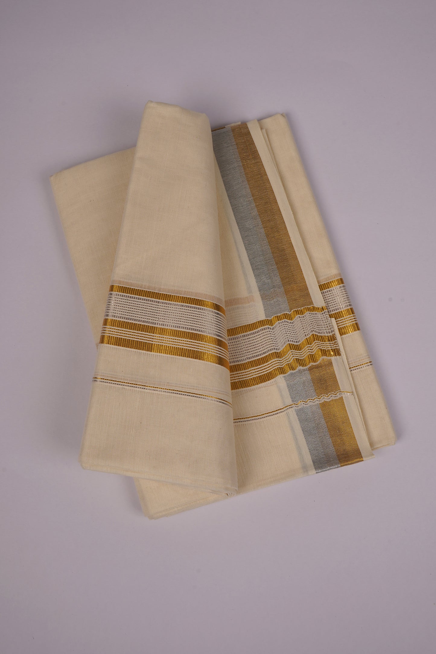 GLD-147C CREAM DOUBLE DHOTI  4.00 MTR