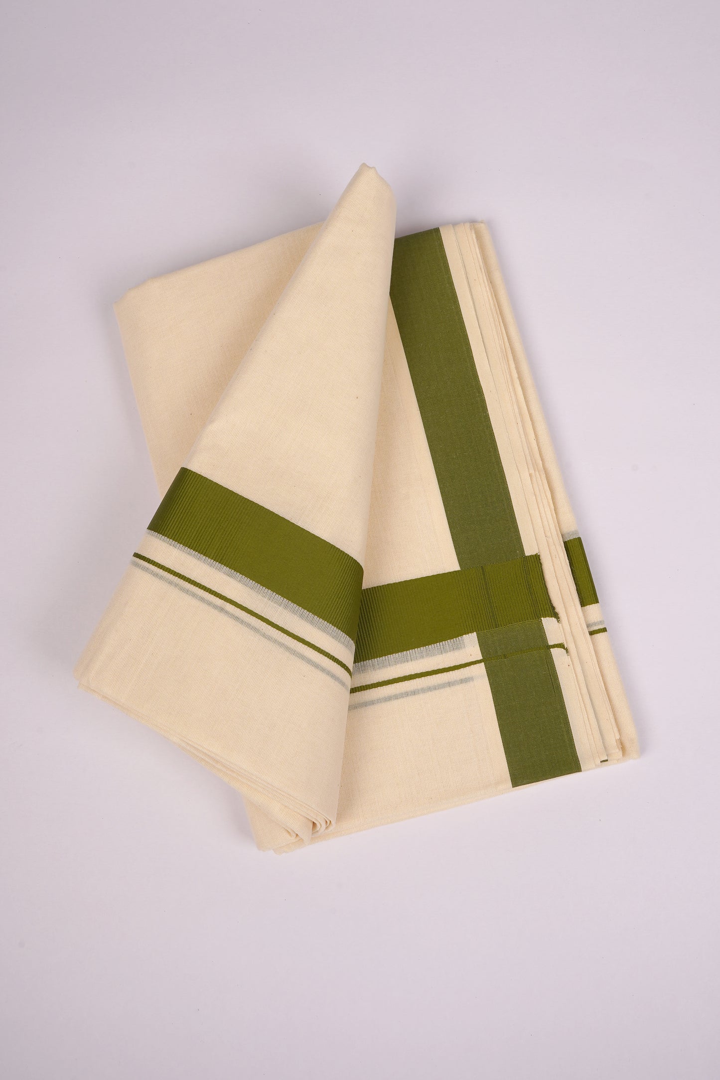 FD-08C CREAM DOUBLE DHOTHIE 3.80 MTR-Green