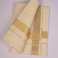 GLD-123C CREAM DOUBLE DHOTI  4.00 MTR
