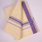 FD-187C CREAM DOUBLE DHOTHIE 3.80 MTR - purple
