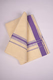 FD-187C CREAM DOUBLE DHOTI  3.80 MTR - purple