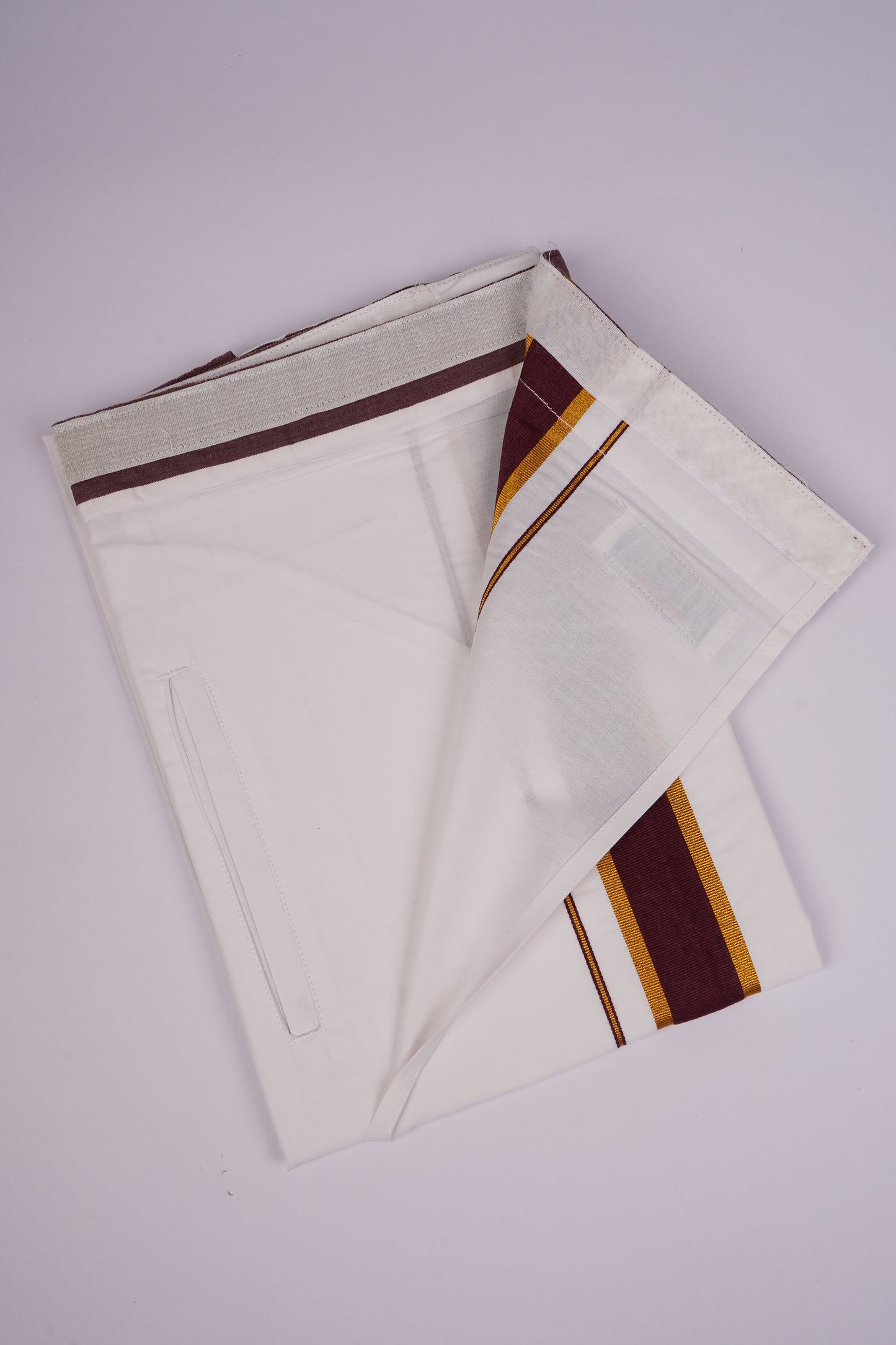 PKT FS-01 VELCRO WHITE SINGLE DHOTI  - Maroon