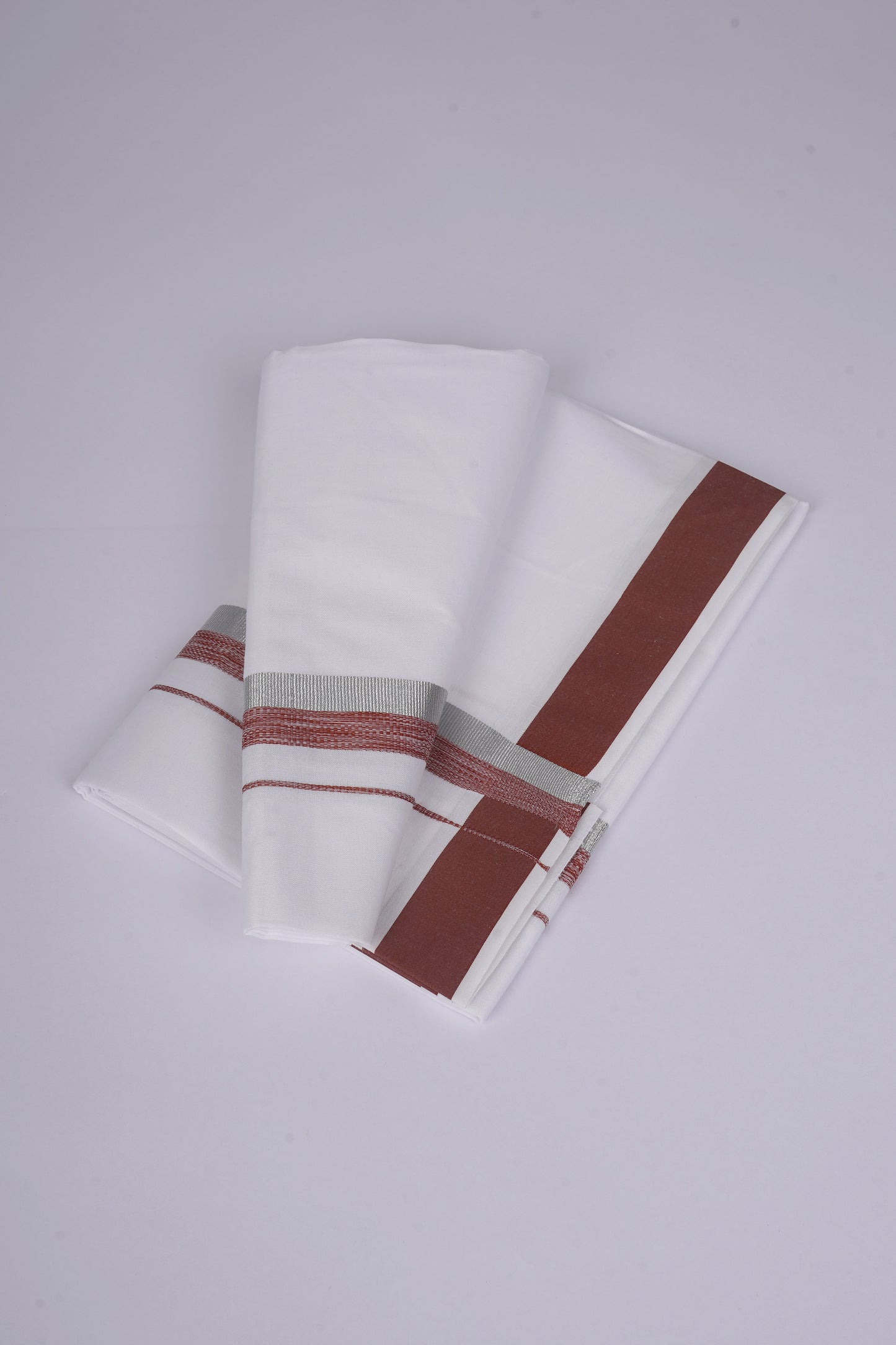FS-124 W/S DHOTI  1.90 MTR - Silver Dark Brown