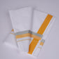FS-124 W/S DHOTI  1.90 MTR - Silver Yellow
