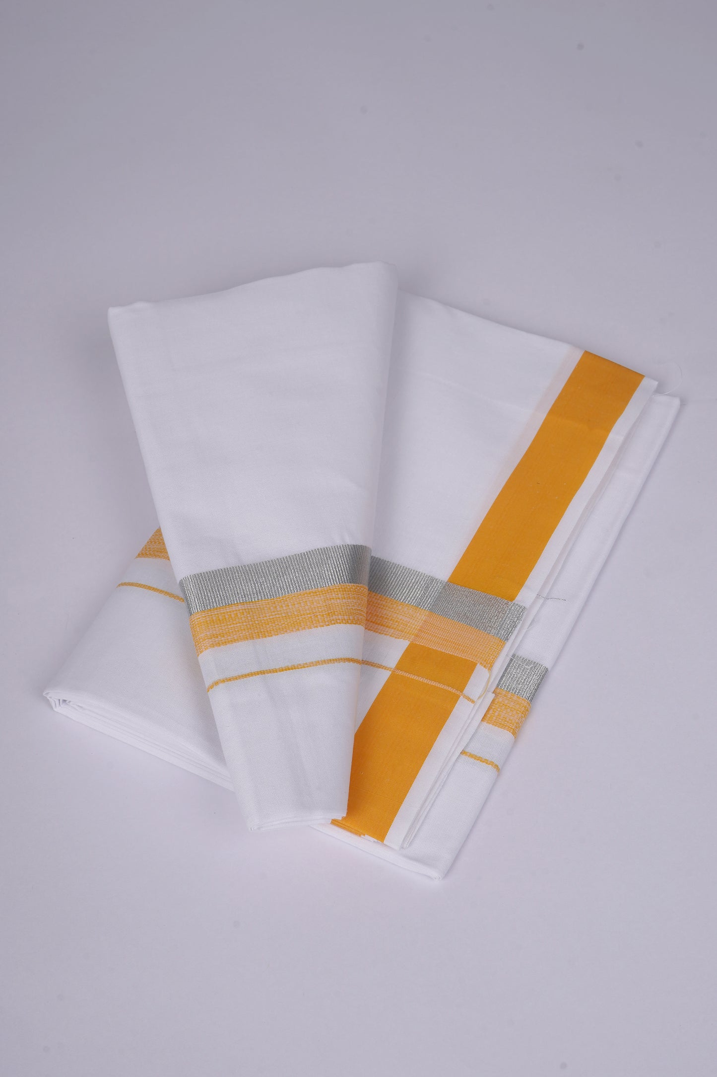 FS-124 W/S DHOTI  1.90 MTR - Silver Yellow
