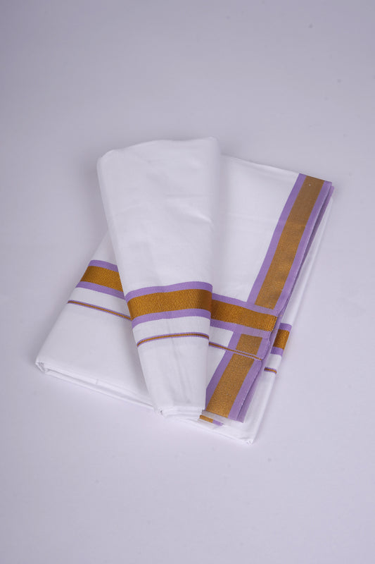 FS-103 W/S DHOTHIE 2.00 MTR - GOLD LIGHT VIOLET