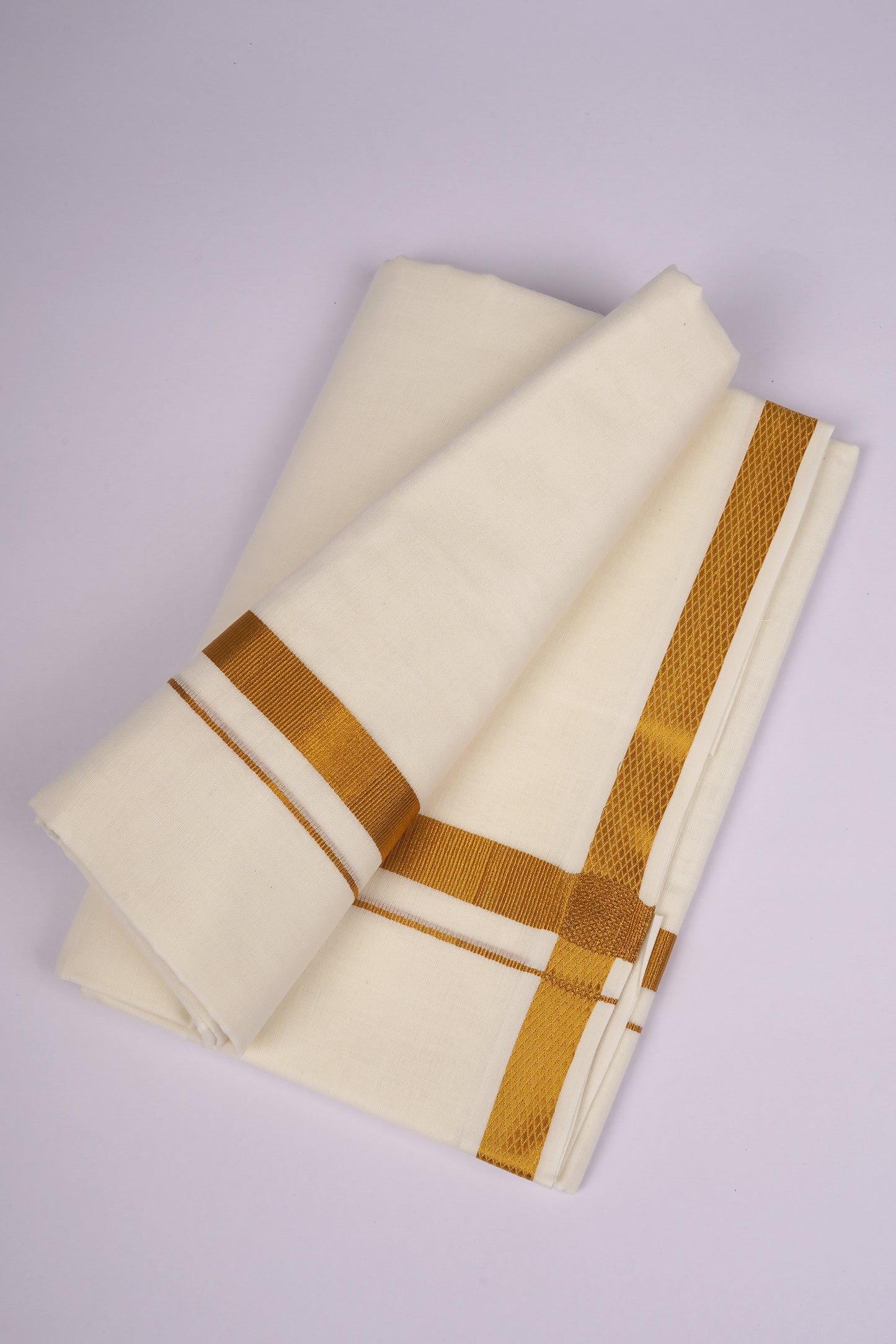 GLD-37C CREAM DOUBLE DHOTI  3.80 MTR