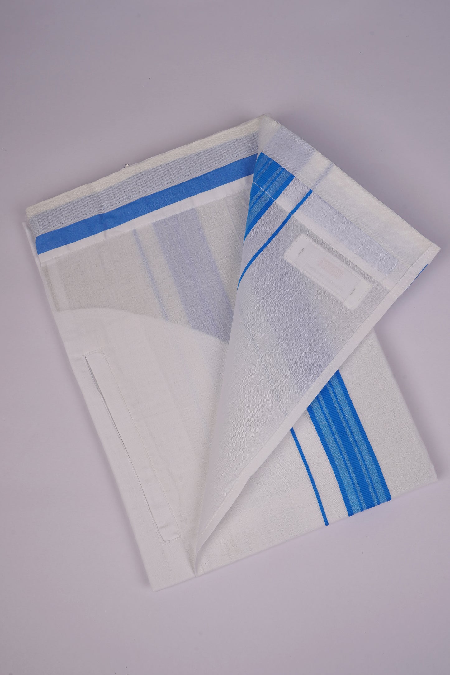 PKT FS-01 VELCRO WHITE SINGLE DHOTI - Light Blue