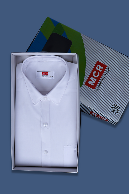 MCR MINISTER Half Sleeve Formal White Shirt For Men