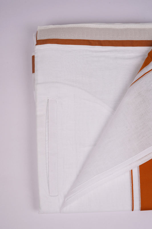 PKT FD-01 VELCRO WHITE DOUBLE DHOTI - Orange