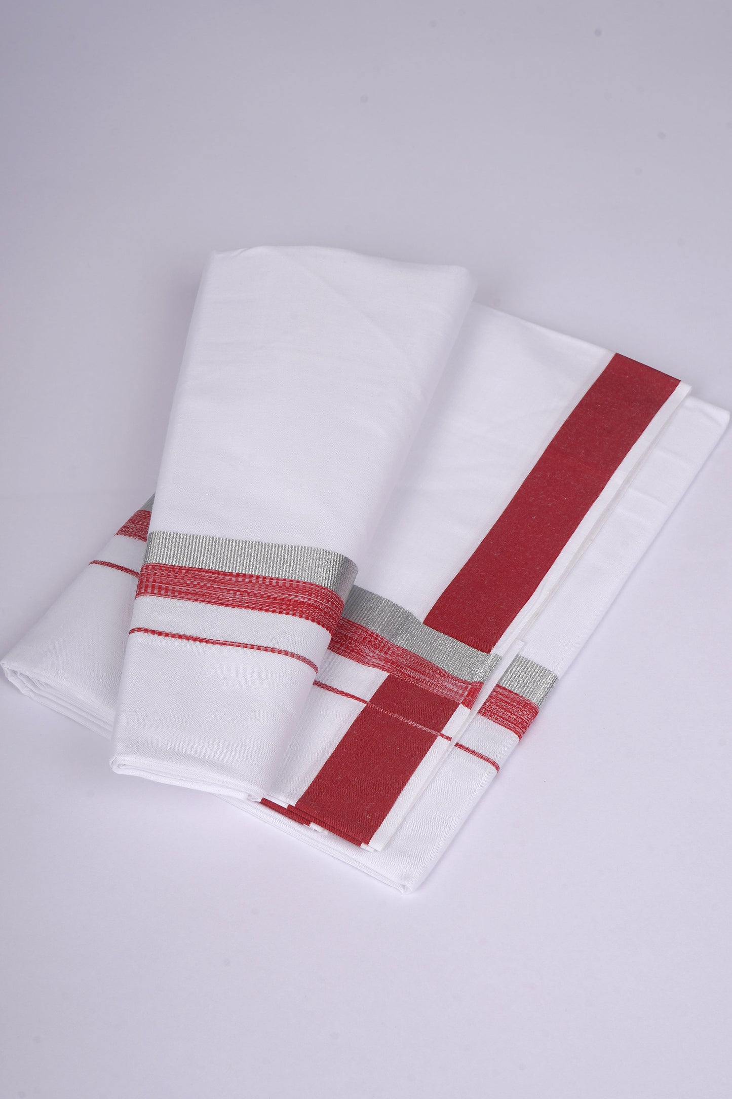 FS-124 W/S DHOTI  1.90 MTR - Silver Red