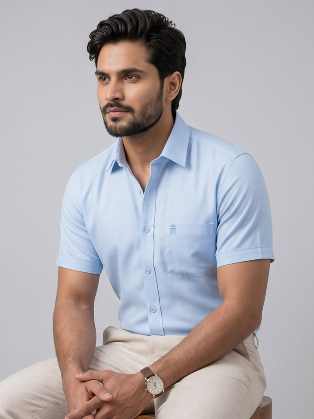 MCR Men Formal Colour Shirt - Sky Blue 82503 Hydrogen