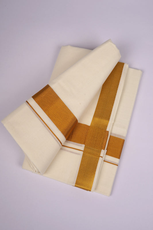 GLD-82C CREAM DOUBLE DHOTI  3.80 MTR