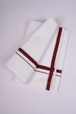 HD-25 WHITE DOUBLE DHOTI  3.80 MTR - Maroon