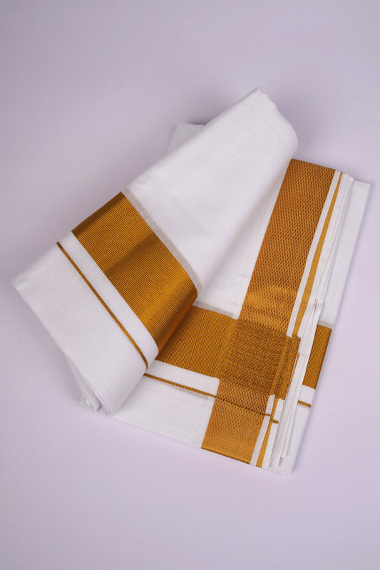 GLD-35 WHITE DOUBLE DHOTI  3.80 MTR