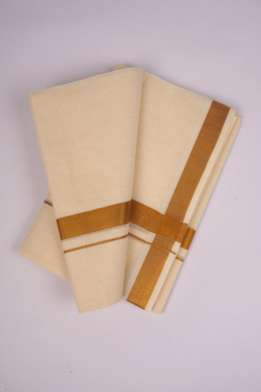 GLD-89C CREAM DOUBLE DHOTI  3.80 MTR