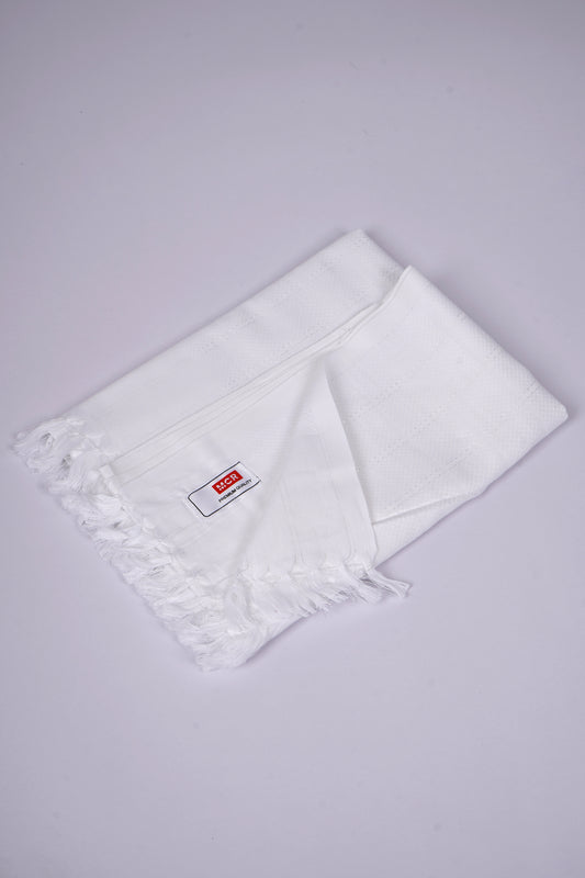 WHITE CHECK COTTON - WBT-07 BATH TOWEL - 30X60 - WHITE