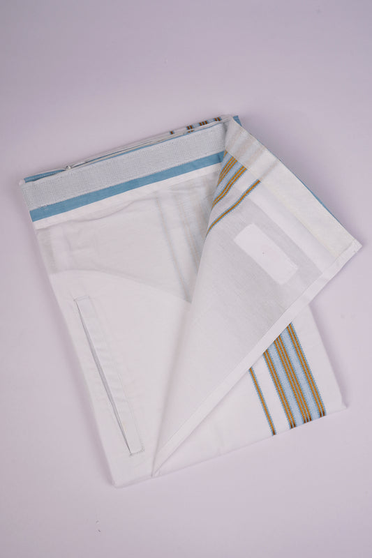 PKT FS-01 VELCRO WHITE SINGLE DHOTI - blue