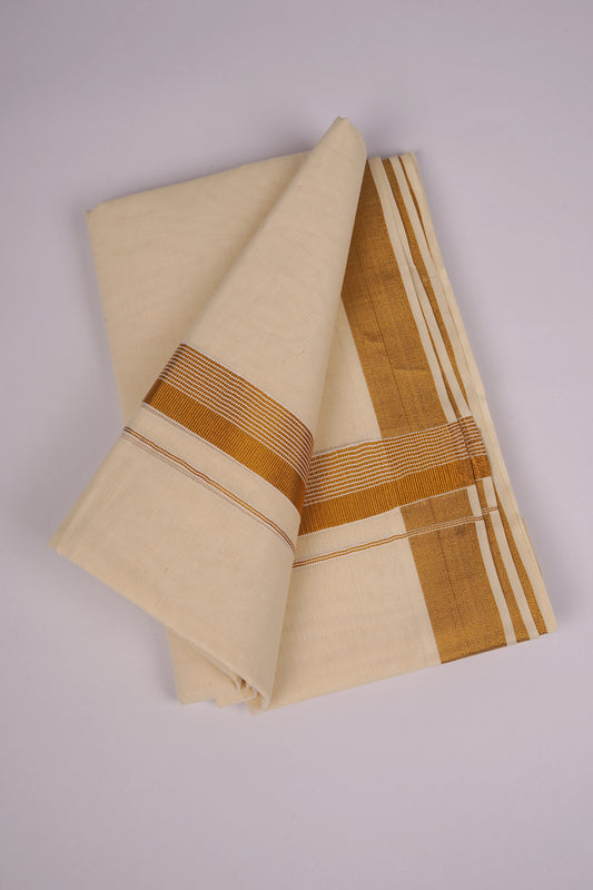 GLD-166C CREAM DOUBLE DHOTI  4.00 MTR