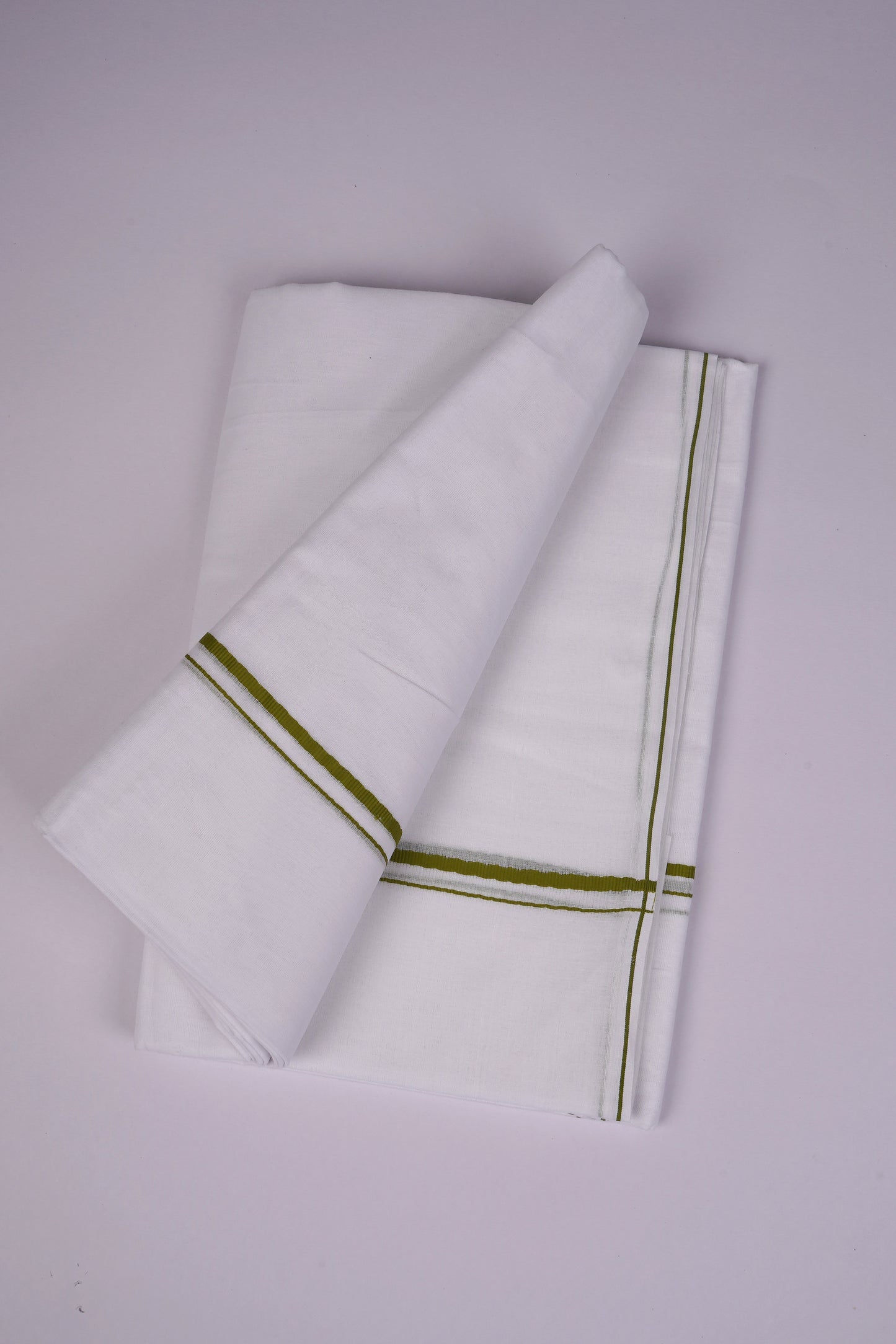 SD-17 WHITE DOUBLE DHOTI  4.00 MTR - Green