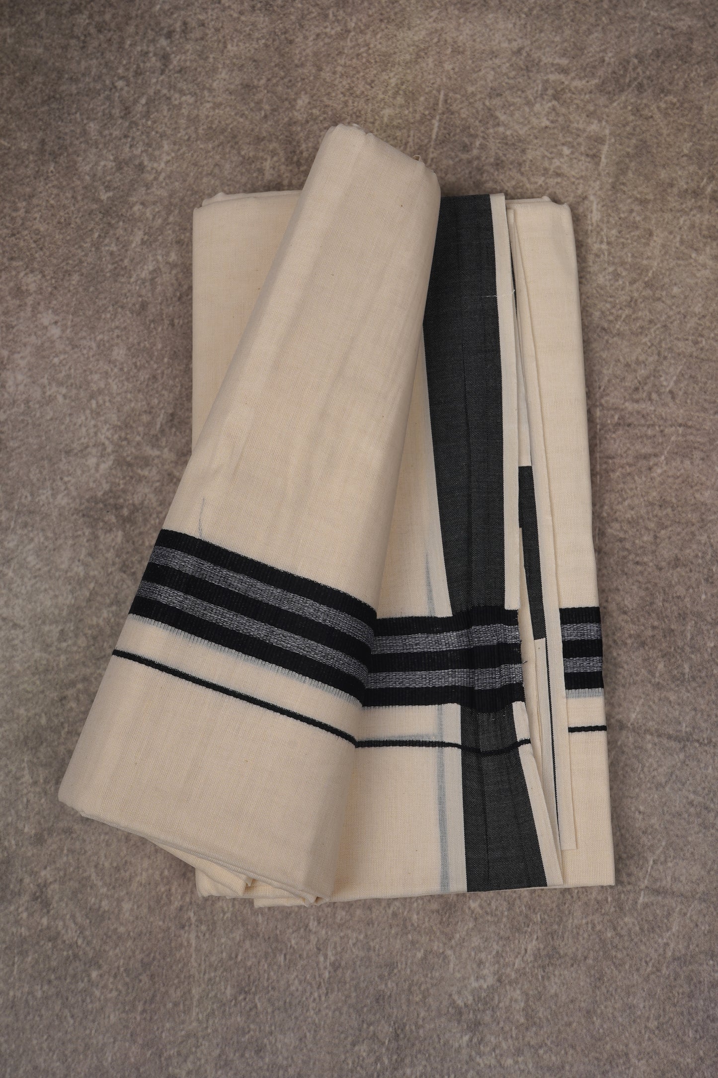 FCD-360C CREAM DOUBLE DHOTHIE 3.80 MTR - Black