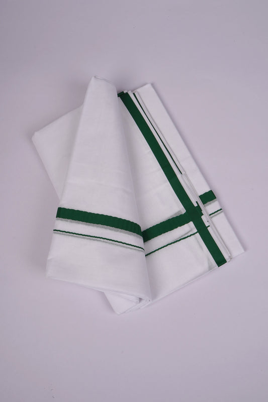 HD-27 WHITE DOUBLE DHOTI  3.80 MTR - green