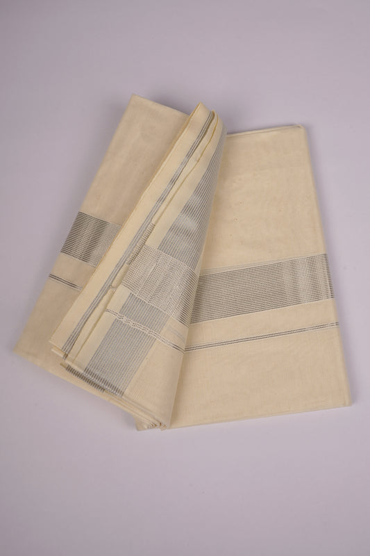 SLD-80C CREAM DOUBLE DHOTI  4.00 MTR