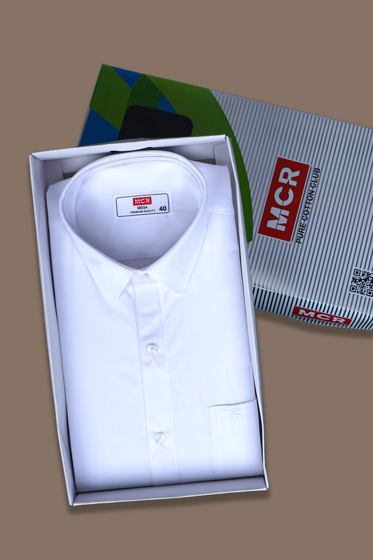 MCR MEGA Half Sleeve Formal White Shirt For Men-APPLE CUT
