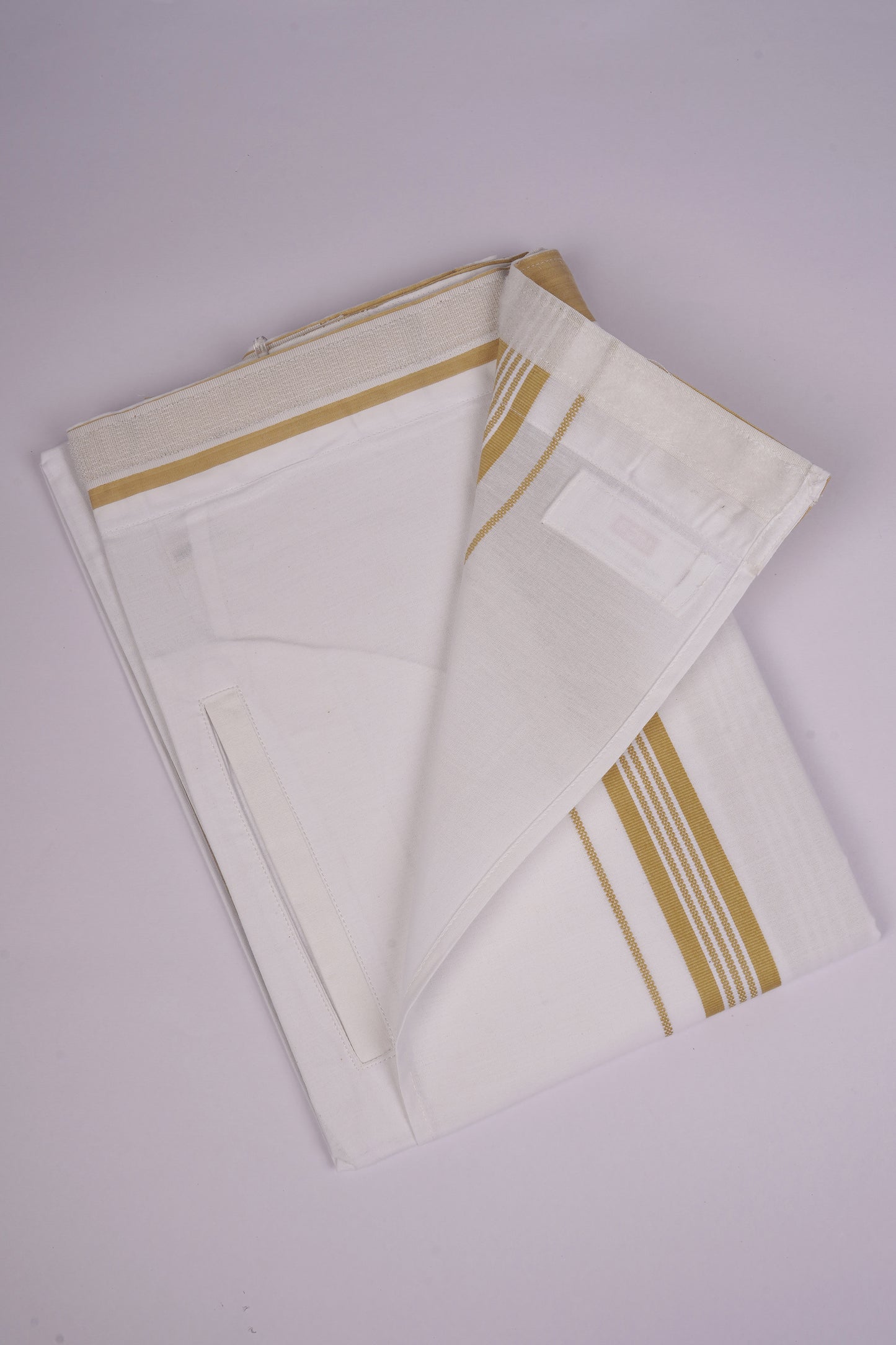 PKT FS-01 VELCRO WHITE SINGLE DHOTHIE -Light yellow