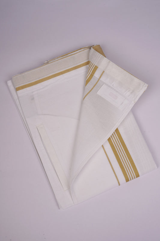 PKT FS-01 VELCRO WHITE SINGLE DHOTI -Light yellow