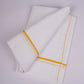 SD-10 WHITE DOUBLE DHOTI  3.80 MTR - yellow