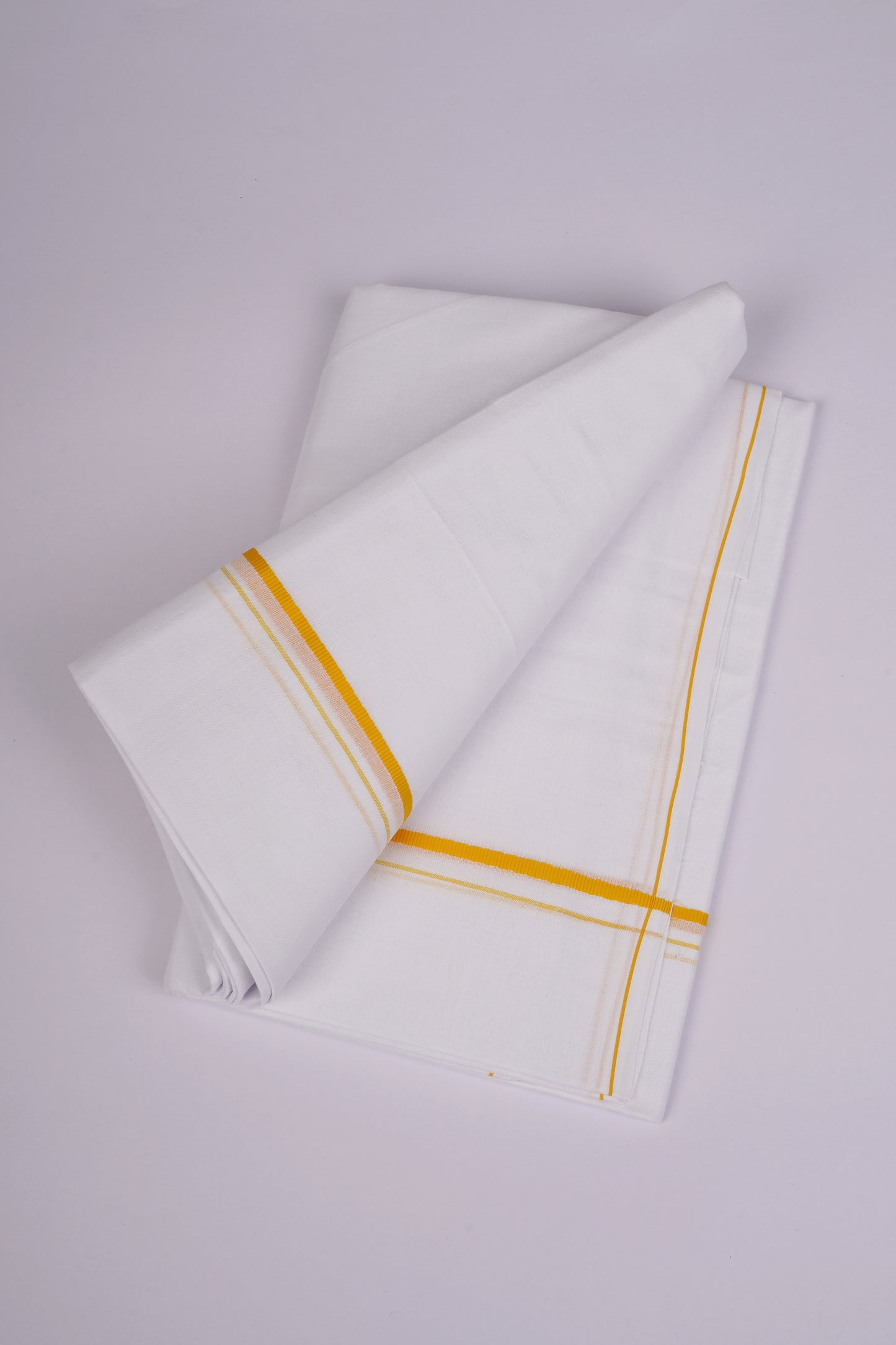 SD-10 WHITE DOUBLE DHOTI  3.80 MTR - yellow