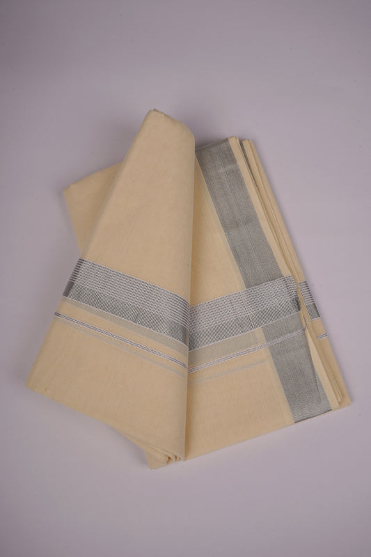 SLD-89C CREAM DOUBLE DHOTI  4.00 MTR