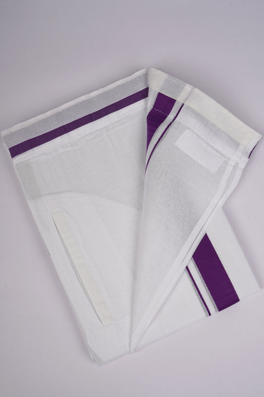 PKT FD-01 VELCRO WHITE DOUBLE DHOTI-purple