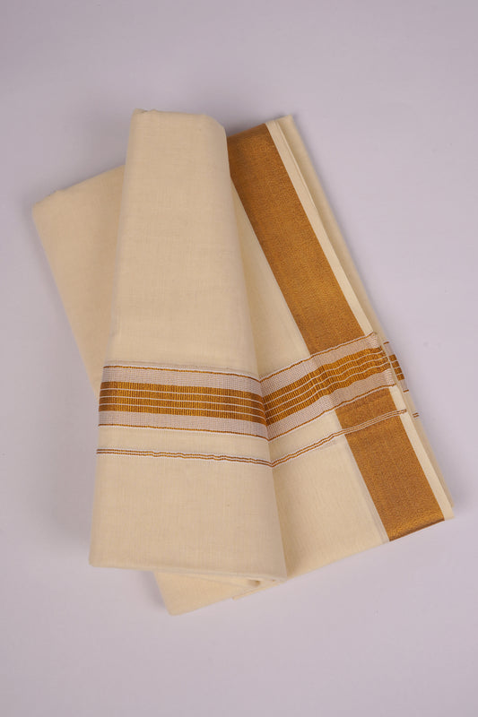 GLD-165C CREAM DOUBLE DHOTI  4.00 MTR