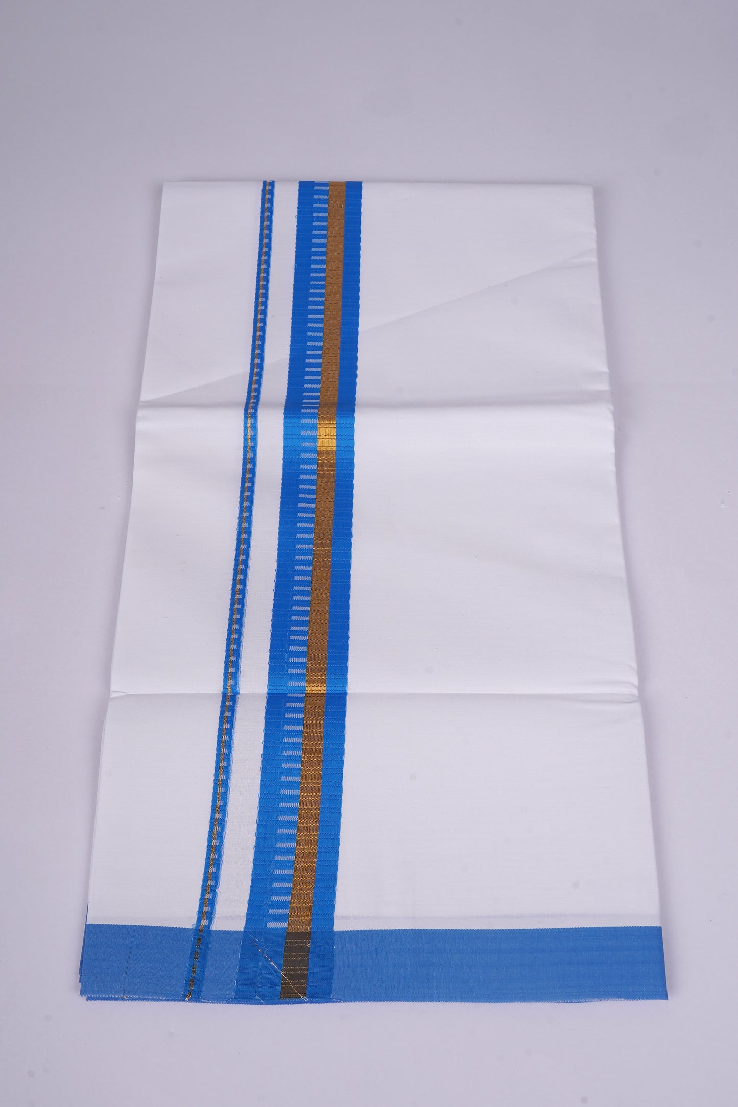 FS-93 W/S DHOTI 2.00 MTR - GOLD PEACOCK BLUE