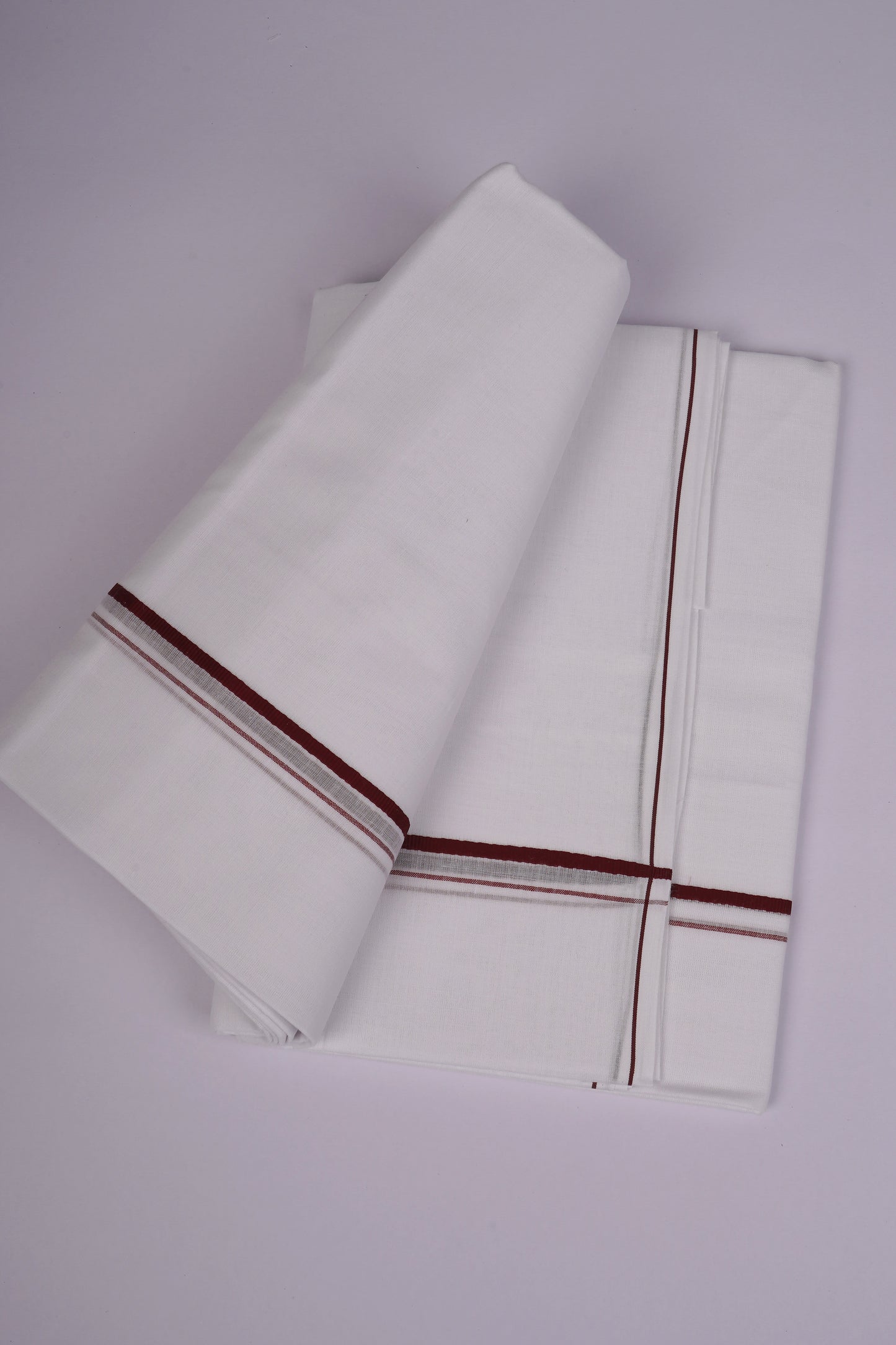 SD-03 WHITE DOUBLE DHOTI  3.80 MTR - maroon