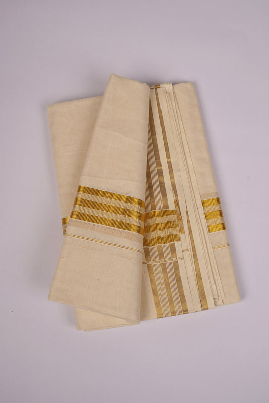 GLD-122C CREAM DOUBLE DHOTI  4.00 MTR
