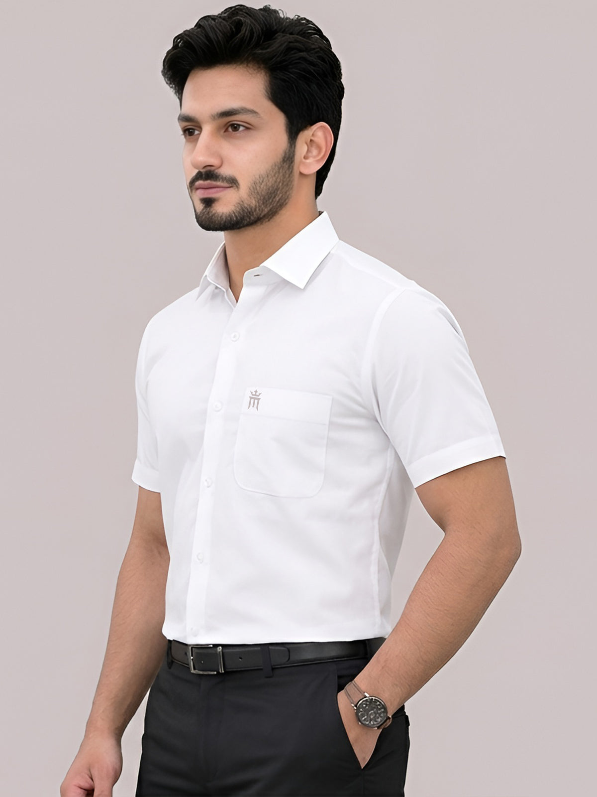 Crown Lin Formal White Shirt For Men