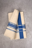 FCD-01C CREAM DOUBLE DHOTI  4.00 MTR - Ink Blue