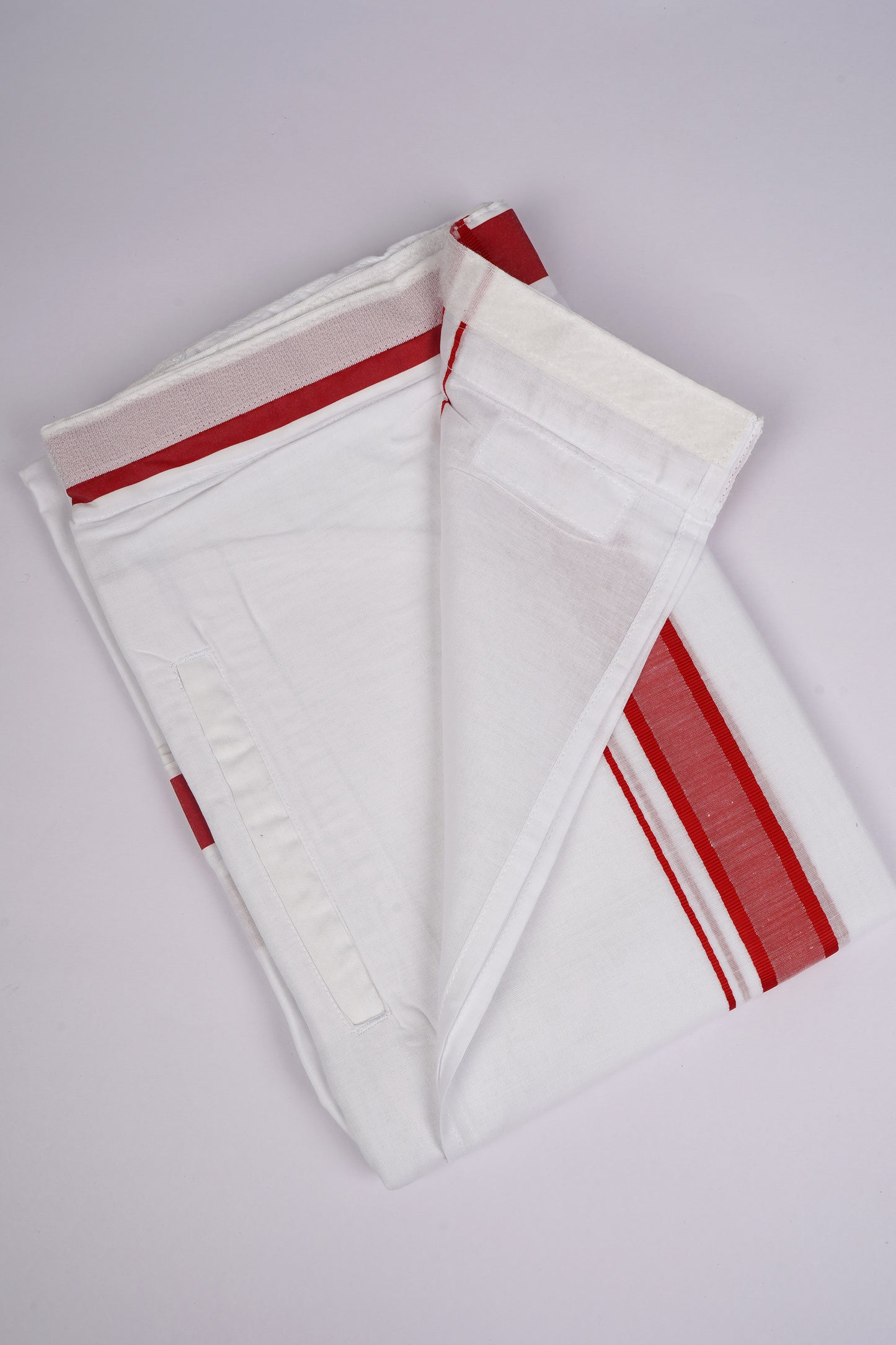 PKT FD-02 VELCRO WHITE DOUBLE DHOTI - Red