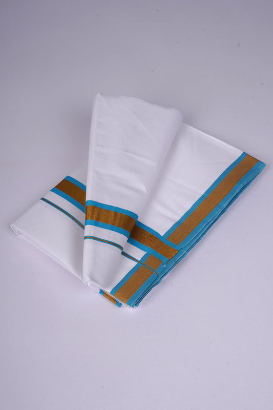 FS-103 W/S DHOTHIE 2.00 MTR - GOLD AJANTHA BLUE