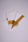 Pure Cotton White Dhoti Single Weave Gold Jari Border 2.00 m | GLS-14