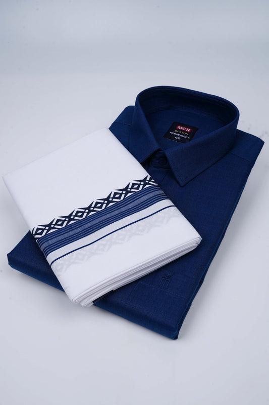 Boston Fancy Double Set F/S - (Assorted Pattern) - 21518 Navy Blue