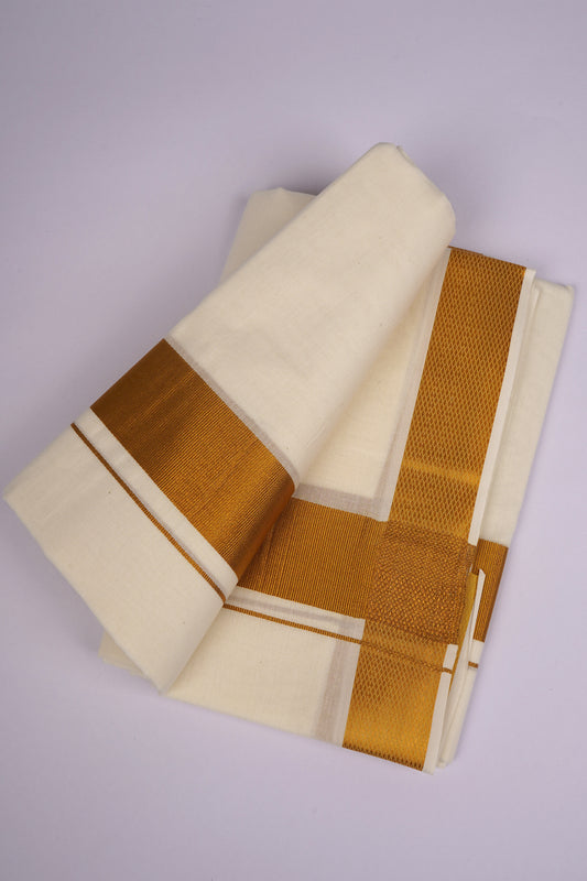 GLD-95C CREAM DOUBLE DHOTI  3.80 MTR