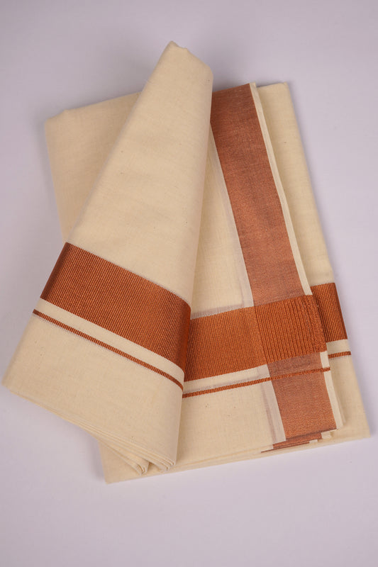 GLD-138C CREAM DOUBLE DHOTI  3.80 MTR