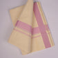 FD-08C CREAM DOUBLE DHOTI   3.80 MTR-Light Pink