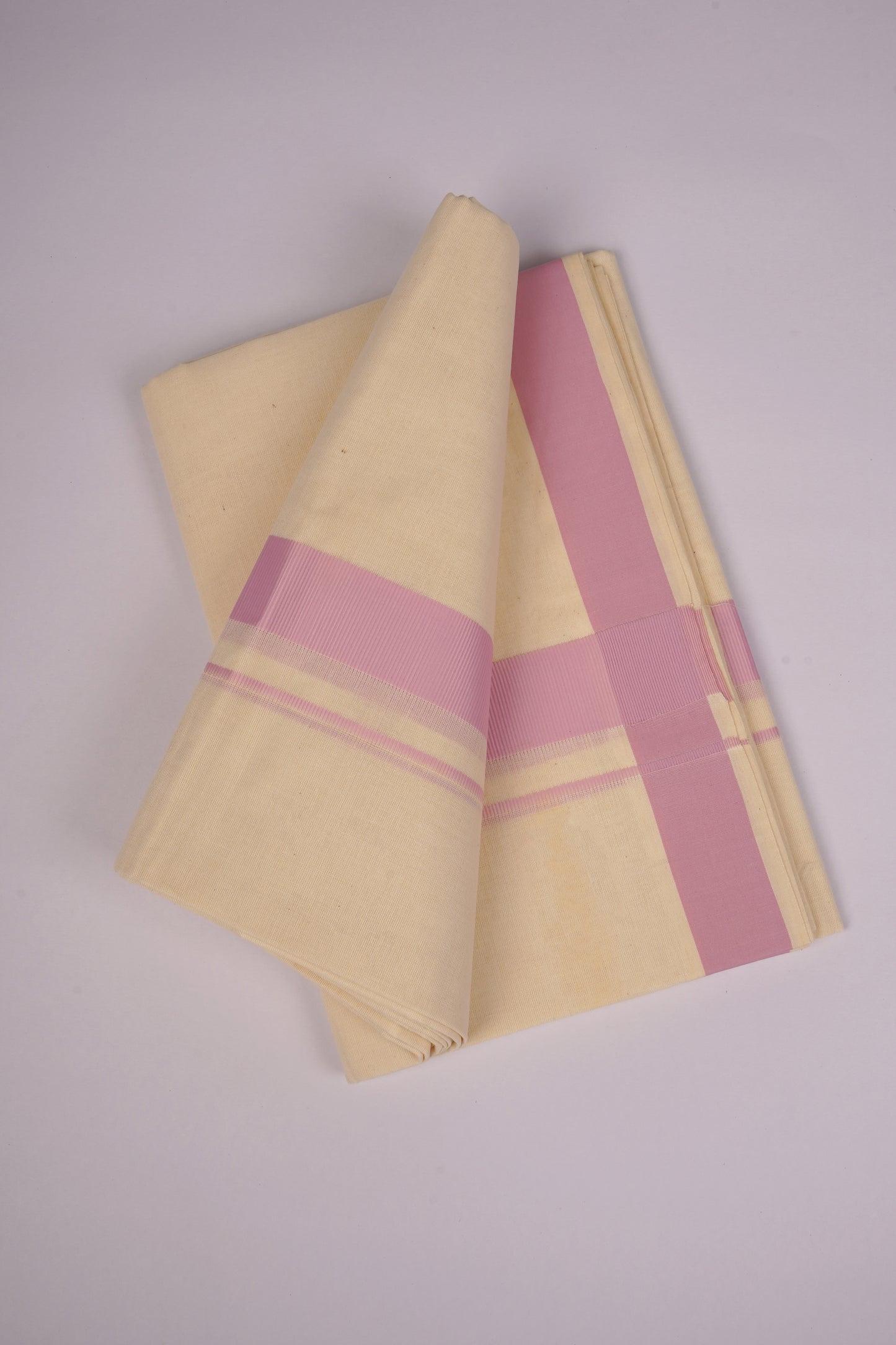 FD-08C CREAM DOUBLE DHOTI   3.80 MTR-Light Pink
