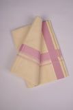 FD-08C CREAM DOUBLE DHOTI   3.80 MTR-Light Pink